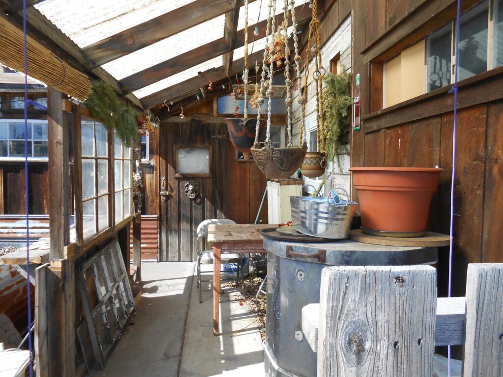 home porch, pots, plants